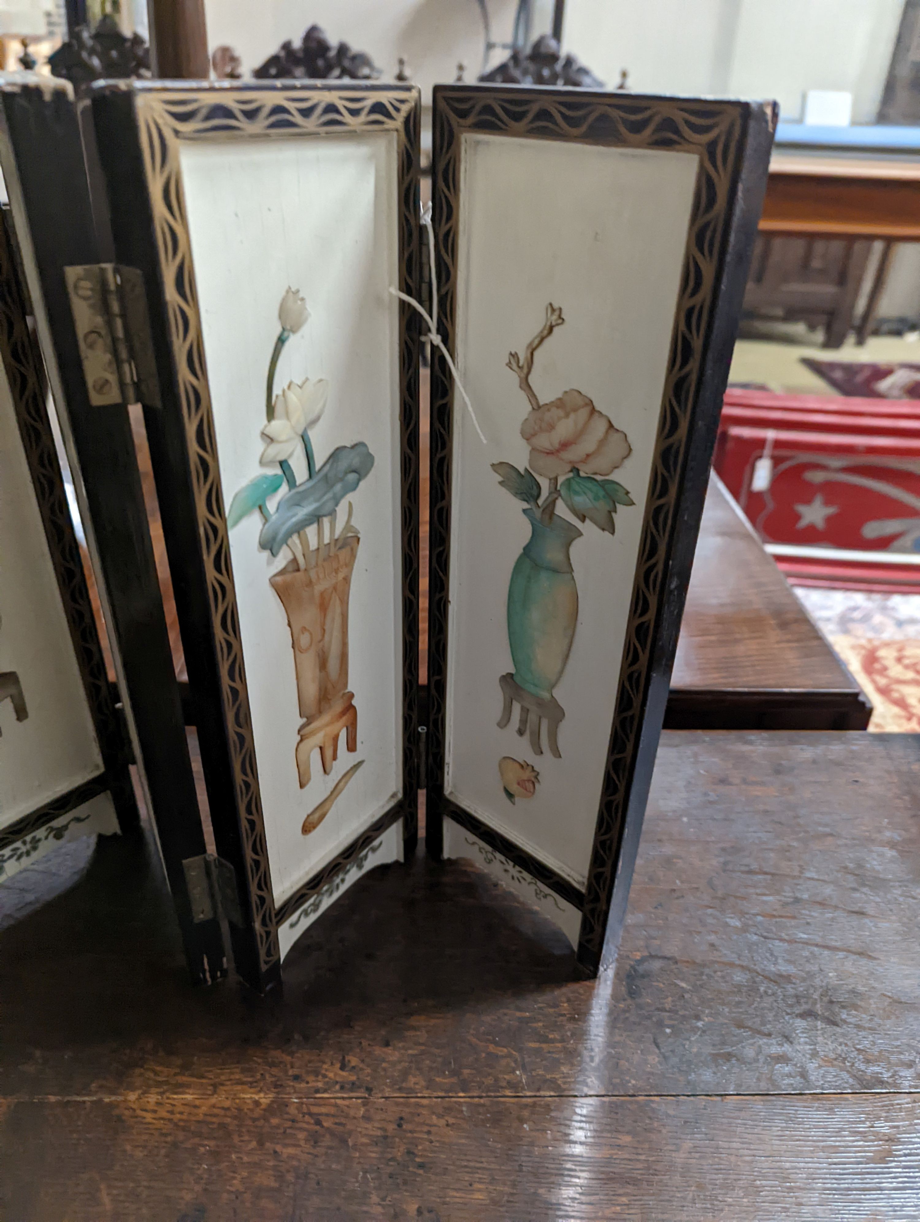 A four fold miniature screen. W-47cm, H-36cm.